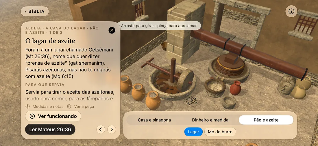 A casa de uma aldeia da Galileia, com o lagar de azeite em funcionamento